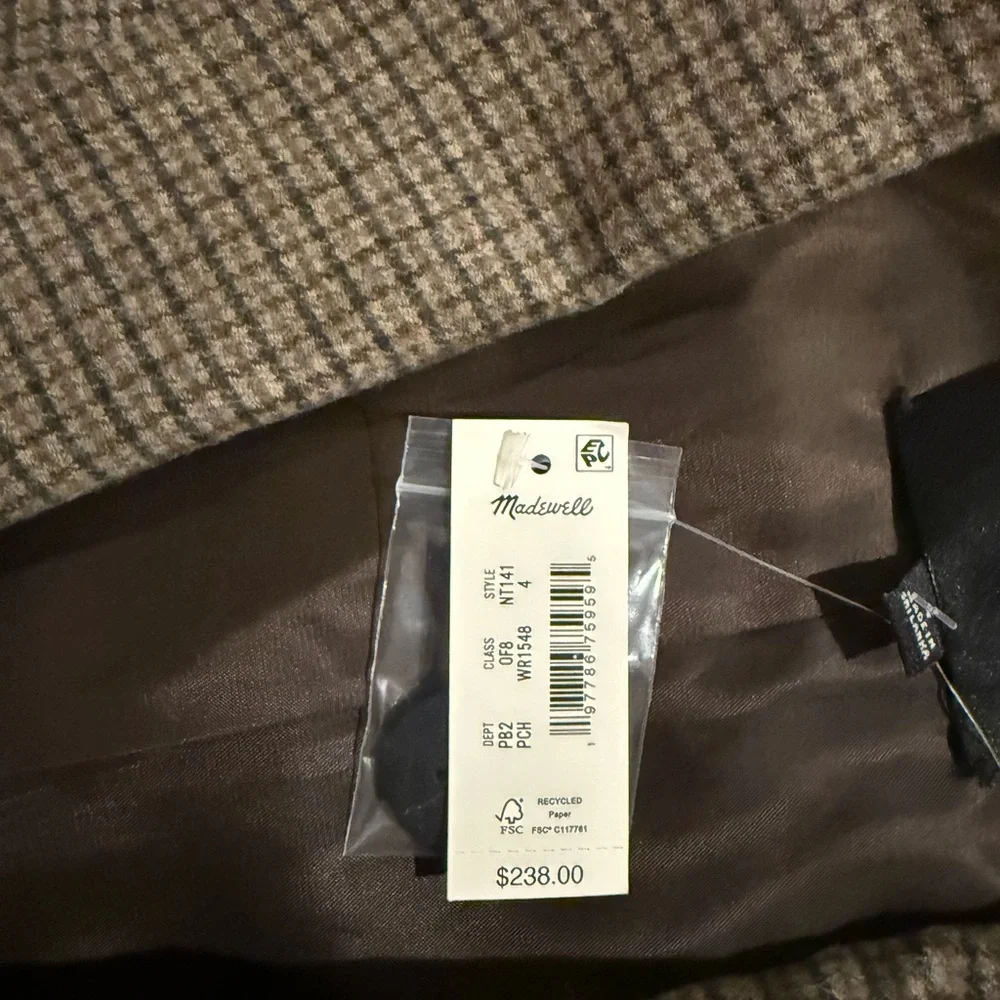 NWT Madewell Plaid Blazer - Picture 3 of 7